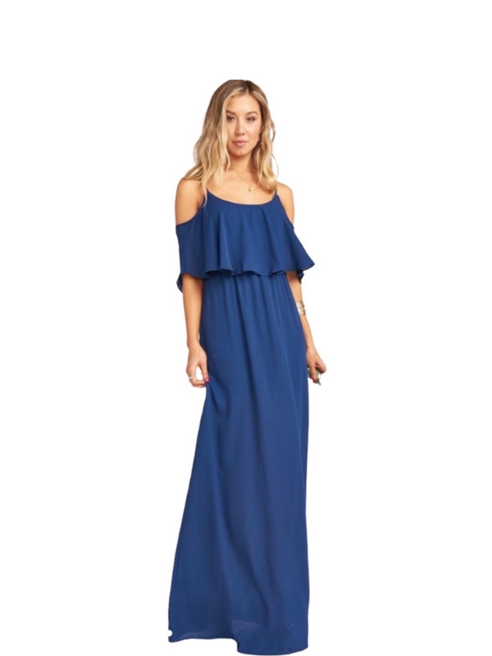 Show Me Your MuMu Navy Blue Ruffle-Front Maxi Dress